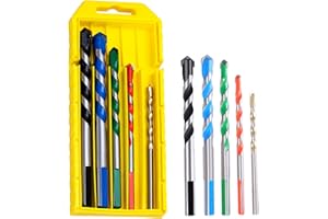 RUIBOW Drill Bits 5Pcs Drill Bit Set Tungsten Steel Alloy Tile Drill Bits 5/6/8/10/12mm Masonry Drill Bits with Hard Storage Case Drill Bit for Wood,Metal,Steel,Plastic,Aluminum Alloy