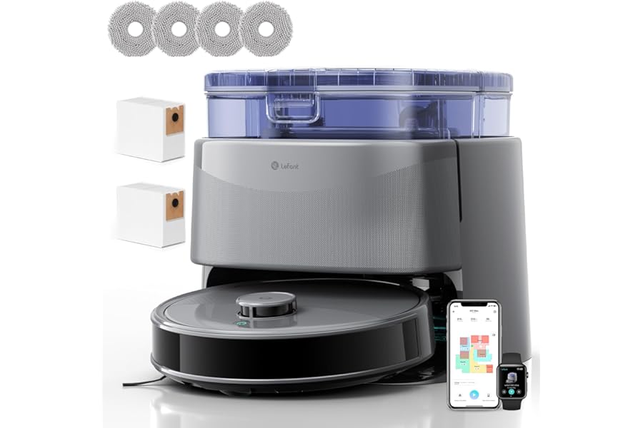 Lefant M3 Ultra Robot Vacuum Cleaner with Mapping, 23000Pa, Laser dToF, PSD Avoidance, Rotating Mop with 75°C Wash and Drying, Self-Draining 3.2L, WiFi 2.4G/5G, Alexa/App