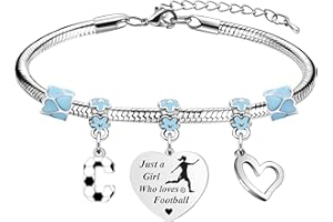 LUXYSODE Football Initial A-Z Bracelet Football Gifts for Girls Football Gifts Football Bracelet Football Players Gift Just A Girl Who Loves Football