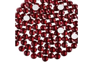Beadsland 1440 Piezas de Diamantes de imitación de Cristal con Parte Trasera Plana,Gemas Redondas para Arte de uñas y Manualidades,Rojo Oscuro,SS10,2.7-2.9mm