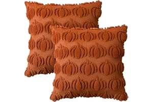 Artoid Mode Miękkie pluszowe poszewki na poduszki ze sztucznego futra, karmelowe dynie, zestaw 2 szt., 45 x 45 cm, jesienna, pluszowa poszewka na poduszkę, dekoracja sofy, pokoju