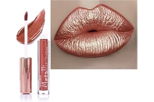 HERBENJOY Metallic Shine Glitter Lipstick, Matte Lipstick Makeup Lipsticks For Women Long Lasting Waterproof Non-Stick Cup Not Fade Glitter Pink Lipstick Gift (#02)