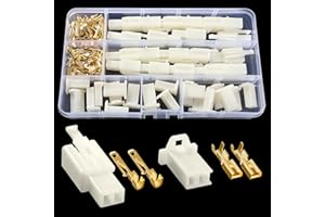 YIXISI 120 Pièces 2.8mm Automobile Connecteur Kit, 2 Broches de Fil Électrique Connecteur et Femelles Sertir Cosse Assortiment, pour Moto, Voiture, Camion, Scooter, Bateaux Électrique
