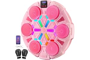 ESNOWLEE Machine De Boxe Musicale, Machine De Boxe Murale avec Gants, 3 Modes, Vitesse RéGlable, pour L'EntraîNement De Boxe des Enfants et des Adultes à Domicile