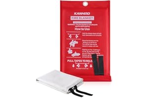 KANHIRO Emergency Fire Blanket for Kitchen - 1m X 1m Quick Unfolding TUV Certification Fiberglass Flame Retardant Large Fire Blankets for Home, School, Office, Caravan, Fireplace (1 Pack)