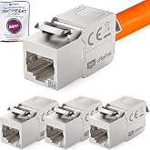 hb-digital 4x CAT 6A Keystone Module Jack RJ45 Connector RJ45 500MHz 10Gbit/s Fully Shielded LSA Ethernet LAN Cable CAT 6