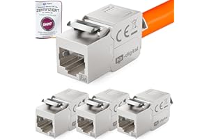 HB-DIGITAL 4x CAT 6a Keystone RJ45 Modul Buchse für starre LAN Kabel - GHMT Zertifiziert - 10 Gbit/s AWG 23-26 werkzeuglos LSA vollgeschirmt STP vergoldete Kontakte für Patchpanel Netzwerkdose