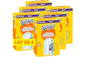 Swiffer Duster Plumeau Recharges,54 Unités (6x9), Capture Poussière, Poils & Allergènes, Efficace Contre 99.9% des Poussières, Atteint les Coins Difficiles, Rapide et Efficace, Manche Vendu Séparément