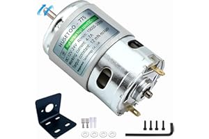 HUSETOO Moteur 775 CC 12 V DC Moteur DC à couple élevé Max 20 000 tr/min Double roulement à billes silencieux Moteur CC (Arbre rotatif rond -1pcs)