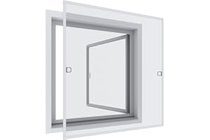 WINDHAGER Rhino Screen Spannrahmen Insektenschutz für Fenster, 130 x 150 cm, Weiß, Aluminium, individuell kürzbar, bohrfreie Montage, 03767