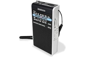 Retekess PR15 Pocket NOAA Weather Radio, AM FM Emergency Weather Radio Portable, Little Transistor Radio Powered by AAA Battery for Walking, Camping (Silver Black)