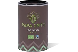 ‎PAPA INTI PAPA INTI Raw Kakao 350g, hochwertiges Bio & Fairtrade Kakaopulver, Warm oder Kalt trinken, perfekt für Müsli oder Bowls oder Backen