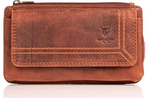 MATADOR 2in1 Echtleder Handytasche Gürtel mit Reißverschlussfach #Brisbane, mit edler Geschenkbox und RFID Schutz, Elegante Handy Gürteltasche Leder für Smartphone bis 6,9 Zoll in Braun Vintage