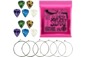 BEOTNP 16 Pcs Electric Guitar Strings, Guitar Strings Electric, Plectrum Electric Guitars String Set Brilliant Sound String for Electric Guitar Coated with Nickel