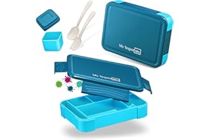 My Vesperbox Lite Bento Box Pudełko na drugie śniadanie dla dzieci, niezwykle wytrzymałe, pojemnik na chleb, idealny do przedszkola i szkoły (niebieski)