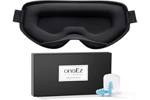 Masque de Sommeil,Masque de Nuit pour Femme et Homme,onaEz Masque Yeux 3D léger amélioré 2024,tissu en soie glacée douce,100% Occultant Cache Yeux pour Dormir avec Bouchons d'oreille pour Voyage, 30 g