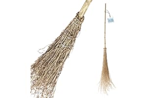 TDBS THE DUSTPAN AND BRUSH STORE Witches Outdoor Broom 140cm - Besom Garden Broom with Twigs, Natural Binding Twine, Sturdy Handle - Effortlessly Clears Paths and Pavements, Ideal for Patio, Driveway, Halloween