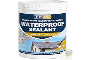 Sigillante Impermeabile Liquido 300G, TUFINEIN Rivestimento Impermeabile Trasparente Impermeabilizzante Trasparente Guarnizione di Perdite, Interno ed Esterno Colla Impermeabile