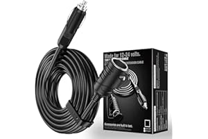 ENISINA Zócalo del encendedor de cigarrillos ，Waterproof Marine Grade 12V / 24V DC Cable de Extensión Encendedor de Cigarrillos，con Fusible de seguridad 15A (5M)
