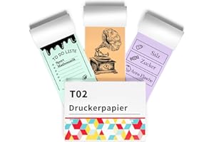 ‎OMEZIZY Lila/Grün/Orange Thermopapier for T02 Mini Drucker - Aufkleberpapier Arbeitet mit T02/M02X/M02L Mini Etikettendrucker, 10 Jahre lang haltbar, Perfekt für Tagebuchfotos und Notizen, 50mmx3.5m, 3 Rollen