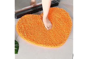 Mateju Tappetino da Bagno Lavabile, Cuore Tappetini Bagno in Microfibra Ciniglia, Tappeto Bagno Assorbente Antiscivolo, Tappetino Bagno Assorbente per Bambini Adulti Cani (60x70CM,Arancione)