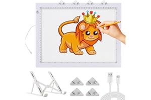 IVAOOZE A4 Light Box Drawing - Diamond Painting Light Board with Foldable Stand, Stepless Dimmable 3 Levels Brightness Light Pad with Type-C Cable, Ultra-Thin Tracing Light Box for Art Sketching(White)