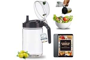 CAVECA Aceitera de Cristal Antigoteo para Cocina de 660ml con Mango Ergonómico y Tapa Antifuga + REGALO, Aceitera Moderna de Vidrio 100% Reciclado y Fabricada en España, Dispensador de Aceite Cocina.