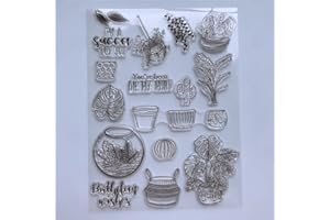 DZIXY 0 Shipping Fee Over 20 GBP Cactus Potted Clear Stamps for Card Making DIY Scrapbooking Crafting Album Silicone Seals Sets for Journaling Decoration