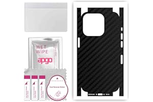apgo Protecteur Skin, Autocollant, Peau, Film en Vinyle structuré pour ARRIÈRE + CÔTÉS au modèle Apple iPhone 15 Pro Max avec Motif Noir de Carbone