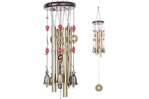 GREEN THUMBZ Campane a vento, campanellini metallici porta fortuna Feng Shui per interni e esterni (con drago decorativo)