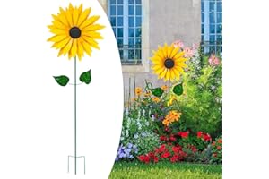 WMLBK Sunflower Wind Spinners,Garden Metal Stake Sunflower Windmills Cute Ornaments for Outdoor Garden Yard Patio Decoration