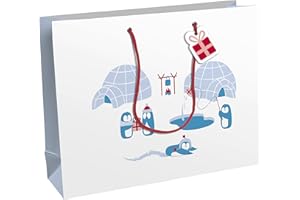 CLAIREFONTAINE Eurowrap X-30912-6C - Un Sac Cadeau Excellia- Format Shopping - 37,3x11,8x27,5 cm - 210g - Motif : La vie des Pingouins, Noël Enfant - Emballage Cadeaux, idéal pour : Jeux Société, Puzzles