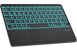 SENGBIRCH Wireless Bluetooth with Touch pad - 7 Colors Backlit Keyboard Light weight Slim for iOS iPad, iPad Pro, iPad Air, Mac, Android Tablet Samsung Galaxy, Xiaomi Pad 5, Huawei, Lenovo, Black