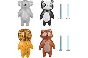 TTAMG Boutons d'Armoire Animaux en Céramique pour Enfants: 4 Pièces Poignées Tiroir Placard Dessin Animé - Maison, Cuisine, Chambre à Coucher, Porte