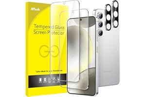 JETech Protection D'écran pour Samsung Galaxy S24 5G 6,2 Pouces avec Protecteur d'Objectif de Caméra, Film en Verre Trempé, Compatible Empreinte Digitale ID, HD Transparent, 2 Pièces Chacun