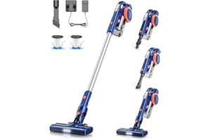 ‎ORFELD ORFELD Neues Upgrade Akku Staubsauger, 24kPa Kabelloser Testsieger 2023, 50 Minuten Laufzeit 200W Bürstenloser Motor, Akkusauger 6-in-1 Staubsauger Tierhaare Hartböden