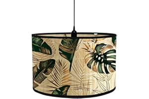 Fansu Pantalla de Lámpara Vintage Pantallas de Lámpara de Tela Cubierta de Lámpara de Tambor Estampado Animal Cilíndrica Lámpara de Pie Para El Hogar Mesa de Hotel Mesita de Noche (Verde dorado)