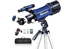Cinati Telescopes for Adults Children Beginners 70 mm Opening 400 mm Astronomical Telescope for View Moon Planets, Portable Refractor Telescope with Adjustable Tripod, Phone Adapter and Carry Bag