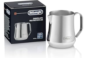 De'Longhi Pichet à mousse de lait, en acier inoxydable, 500 ml, outil de barista, pichet pour machine à expresso, cappuccino, latte Art, DLSC069
