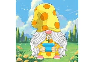 NAIMOER Cute Gnome Diamond Painting Kits for Adults, Full Drill Gnome with Potted Flowers Diamond Painting Kits, DIY 5D Diamond Dots Garden Diamond Art Kits for Home Decor 30X30cm