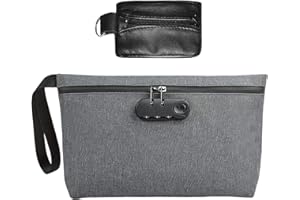 MEMOFYND Bolsa de contraseña de 1 pieza con bolsa de embrague de 1 pieza, cartera impermeable, bolso portátil, bolsa de almacenamiento de viaje, adecuado para guardar dinero en efectivo, (gris)