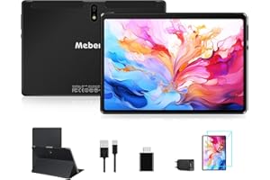 MEBERRY Tablette Android Tablette 10 Pouces, Tablette Tactile, Octa-Core 4GB RAM 64GB ROM, 8000mAh, GMS Certified|WI-FI |Bluetooth |GPS |5.0 MP+8.0 MP, avec étui, Noir
