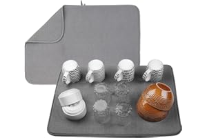 ZKFSIE 2Pcs Small Microfiber Dish Drying Mat, Absorbent Dish Drainer Mats for Kitchen Counter, 30x40 cm Super Absorbent Drying Pad for Dishes, Sink, Countertops, Draining Racks (Gray)