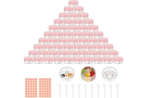 MOICAINY 70 Stück Döschen Mit Deckel, 5ml Leerdose Klarer Tiegel, Cremedose Leer Transparent Tiegel Mit Schraubverschluss Reise Töpfchen Döschen Set Für Lotion, Creme, Mini-Kerzen, Kosmetik (70 Hellrosa)