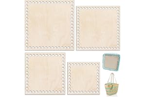 EXIN DEHCEN 4 Pezzi Fondo Cestino Uncinetto Cestino Base in Legno, Fondo Cesto del Cestino in Legno, Naturale Base in Legno per Cesto per Fai da Te Cestino Uncinetto Tessitura (10/15/17/20 cm)