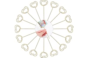 TAFACE 35 Stück goldene Fotohalter aus Metall, Herzkartenhalter, Tischnummernhalter, Hochzeits- und Geburtstagsnotizhalter und mehr.