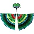 Proumhang Kids Bird Wings Costume For Age 3~8 Years,Bird Owl And Peacock Masque Owl Dress Up,Boys Girls Felt Eye Masque And Wings Set,Halloween Colorful Fancy Dress