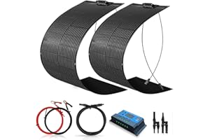 WUZECK Solarpanel-Kit Flexibel 200W Monokristallines 2X100W Flexibles Solarmodul+20A 12V/24V Solarladeregler+Solarkabel Off-Grid-System für 12V Batterien Solaranlage Wohnmobil Häuser Balkon Camping