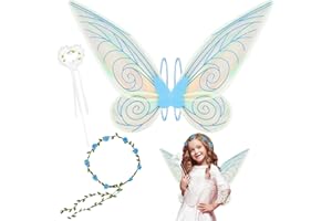 KITIMI Alas de Hada, Alas De Angel Niña Mujer, Para Disfraz de Mariposa, Disfraz Angel, Disfraz de Alas de Halloween, Disfraz de Hada, Carnaval, Fiesta para Halloween Cosplay Disfraz Angel Dress up Cumpleaño