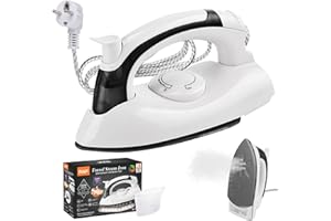 PORFOYO Mini fer à repasser à vapeur pliable, mini fer à repasser de voyage, avec réservoir d'eau et contrôle de la température, mini fer à repasser portable pour la maison, les voyages, le bureau, semelle